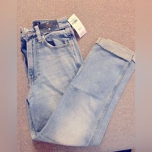 Ultra high-rise medium wash mom jeans